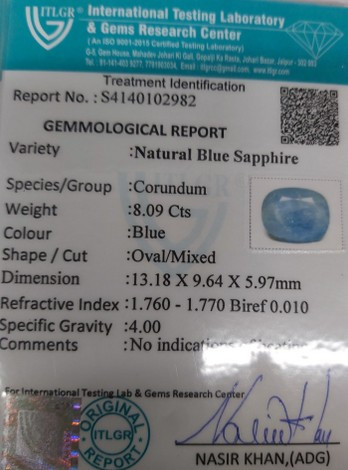Blue Sapphire - 8.09 Carat
