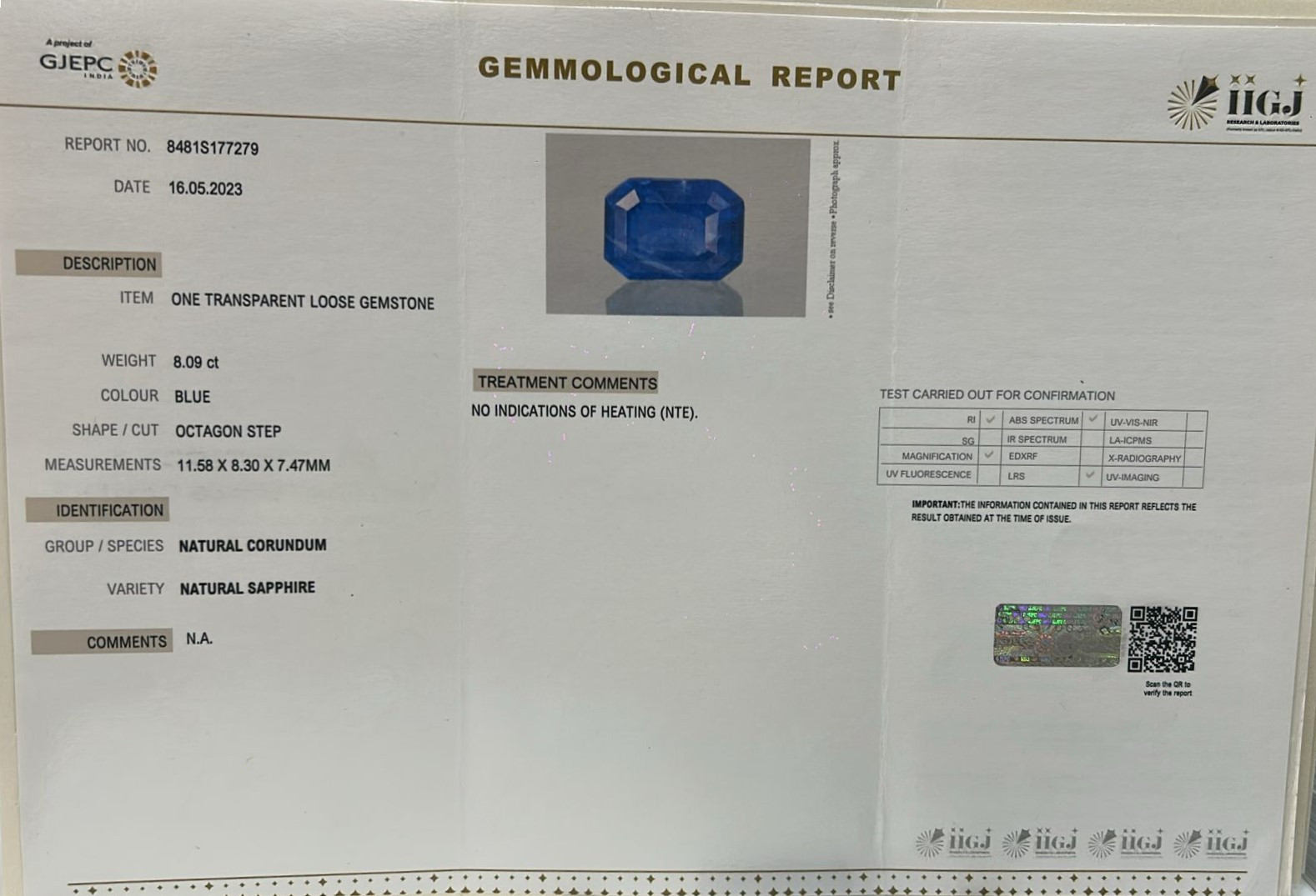 Blue Sapphire - 8.09 Carat