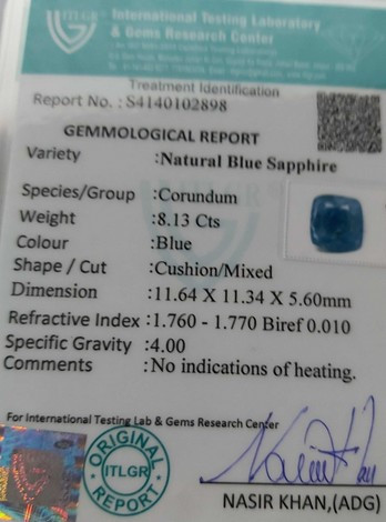 Blue Sapphire - 8.13 Carat