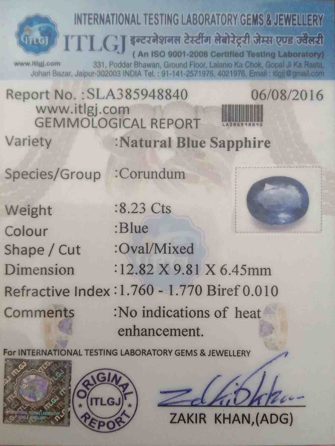 Blue Sapphire - 8.23 Carat