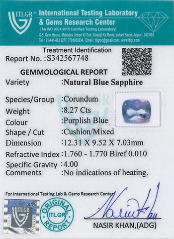 Blue Sapphire - 8.27 Carat