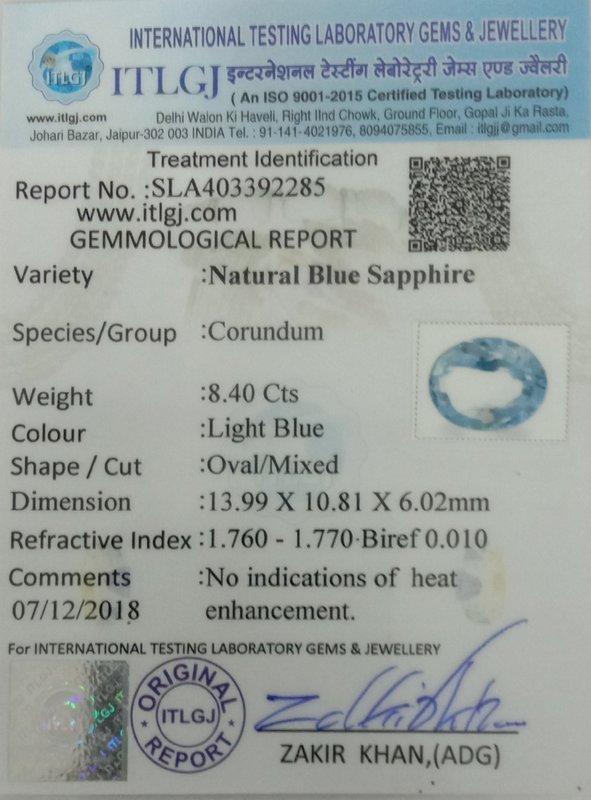 Blue Sapphire - 8.40 Carat