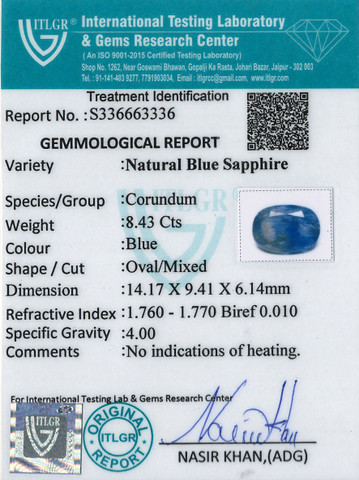 Blue Sapphire - 8.43 Carat