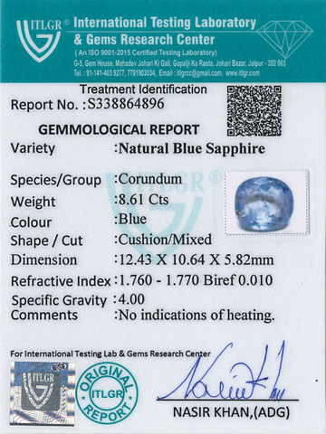 Blue Sapphire - 8.61 Carat