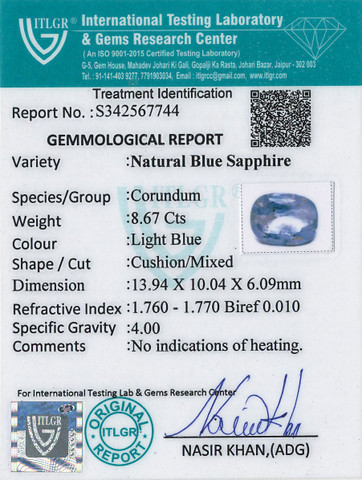 Blue Sapphire - 8.67 Carat