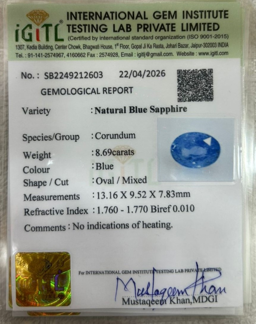 Blue Sapphire - 8.69 Carat