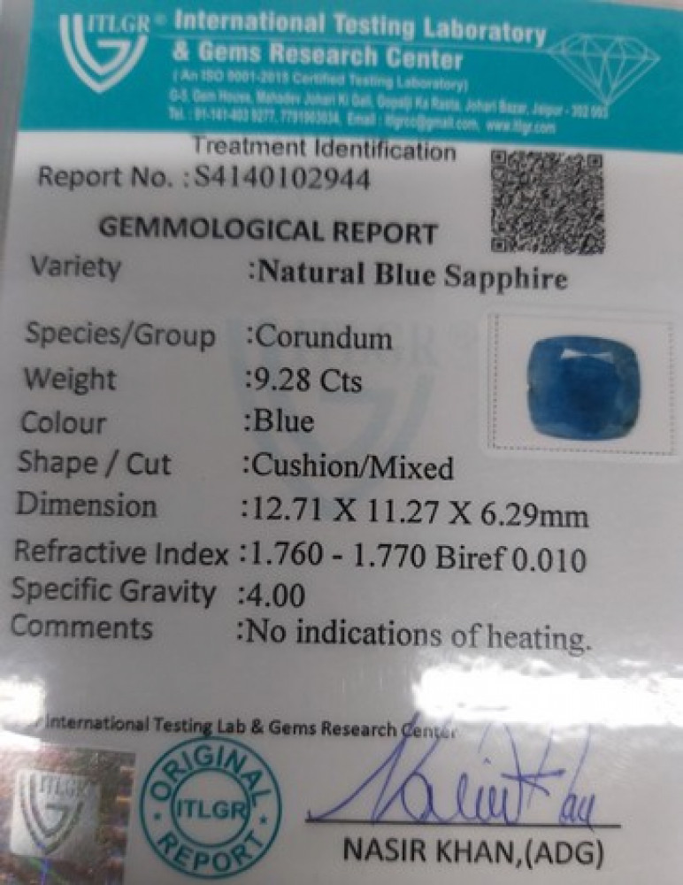 Blue Sapphire - 9.28 Carat