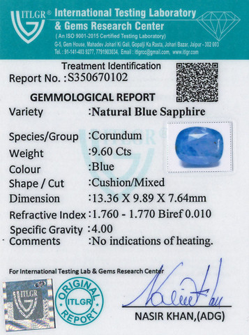 Blue Sapphire - 9.6 Carat