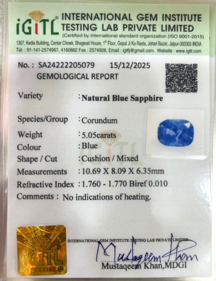 Blue Sapphire (Neelam) - 5.05 Carat
