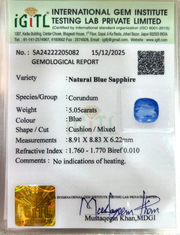 Blue Sapphire (Neelam) - 5.05 Carat