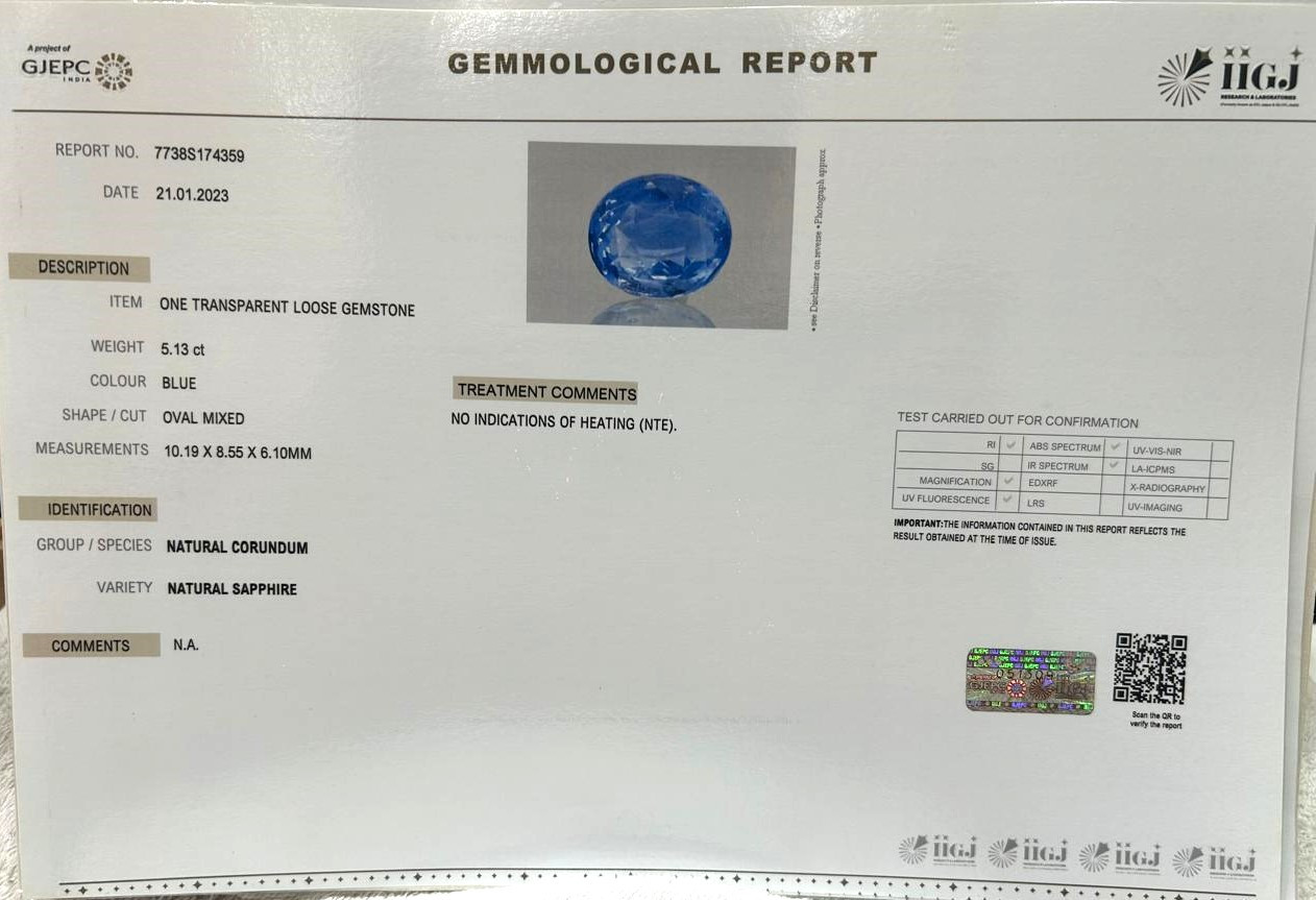 Blue Sapphire (Neelam) - 5.13 Carat