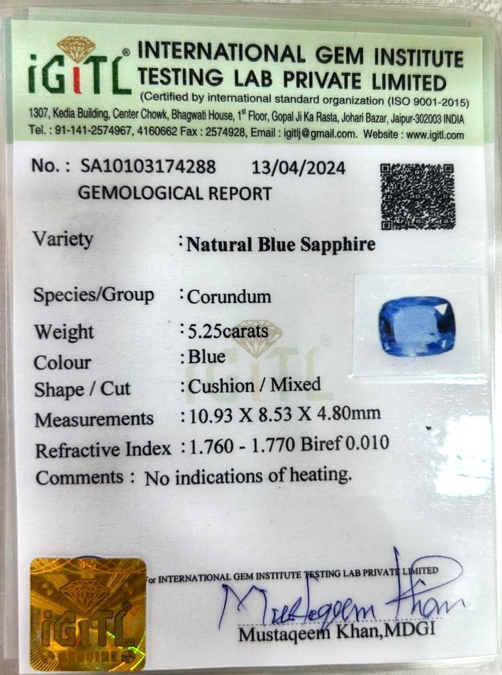 Blue Sapphire (Neelam) - 5.25 Carat