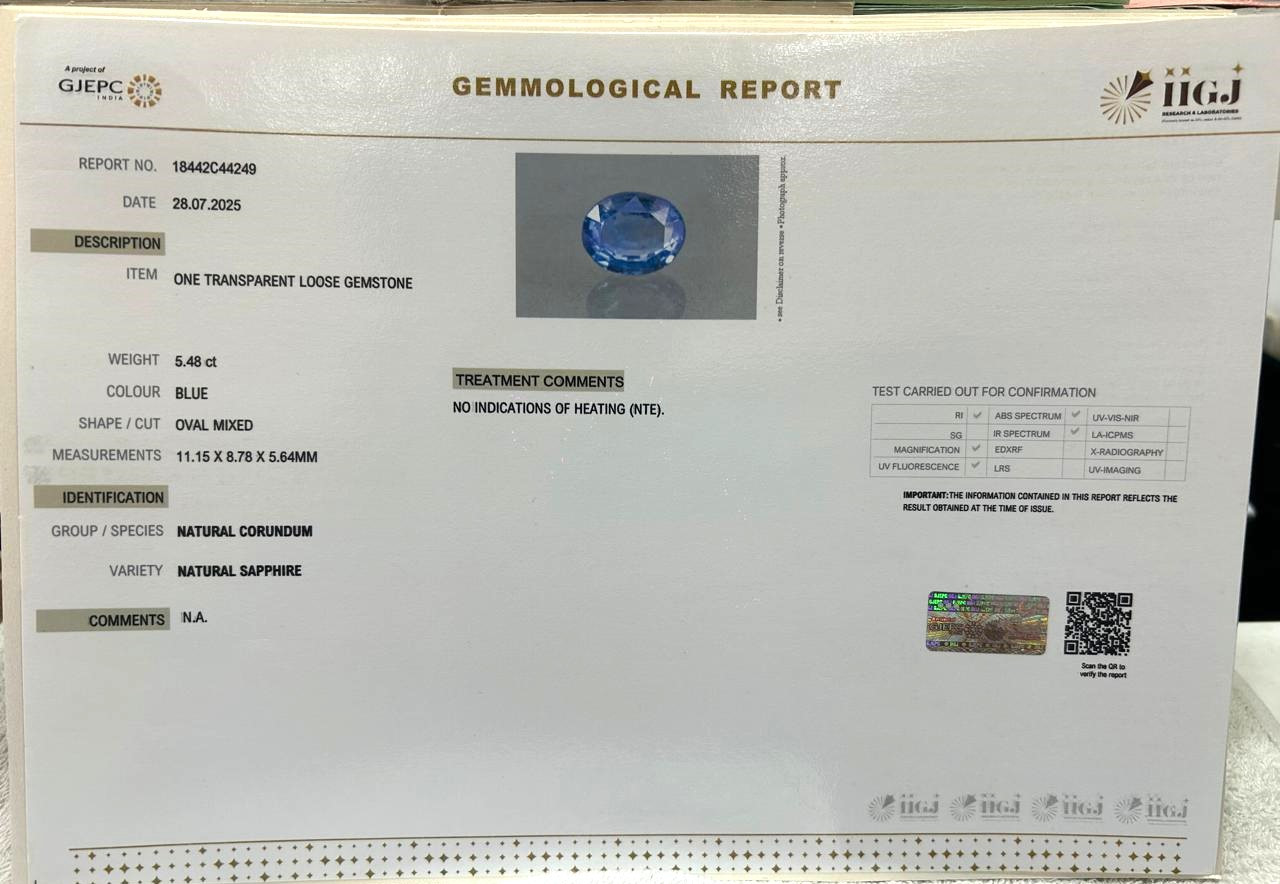 Blue Sapphire (Neelam) - 5.48 Carat