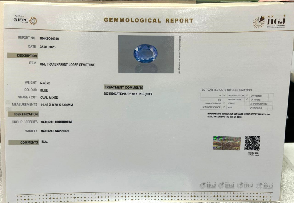 Blue Sapphire (Neelam) - 5.48 Carat