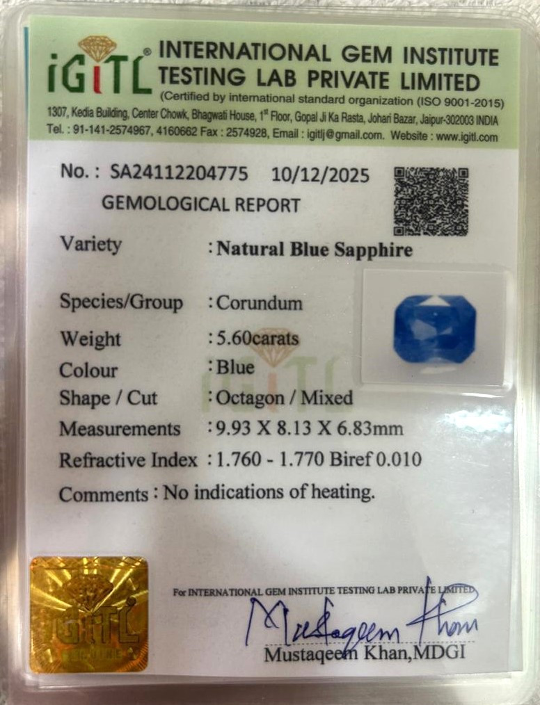 Blue Sapphire (Neelam) - 5.6 Carat