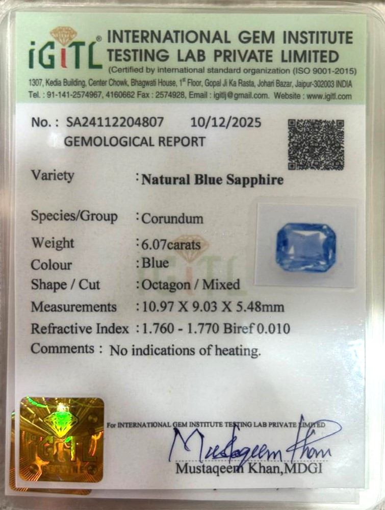 Blue Sapphire (Neelam) - 6.07 Carat