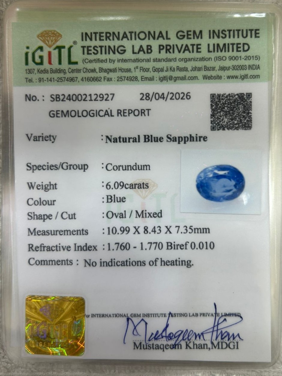 Blue Sapphire (Neelam) - 6.09 Carat