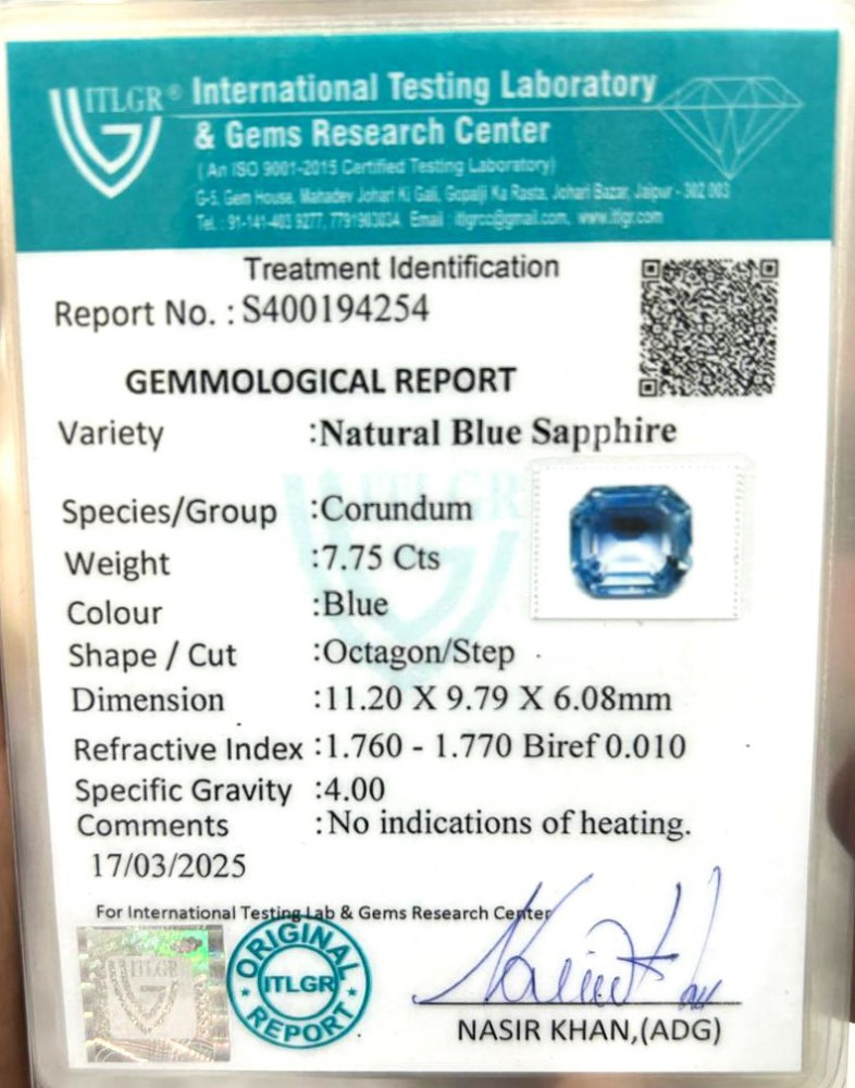 Blue Sapphire (Neelam) - 7.75 Carat