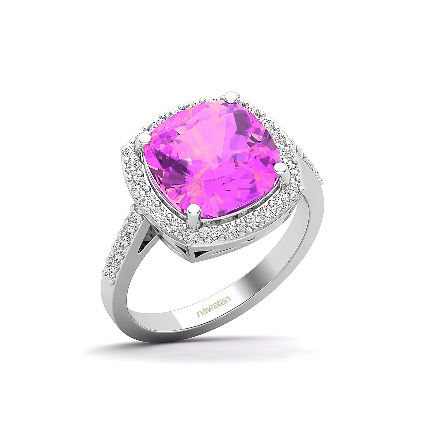 Blushing Grace Pink Sapphire Halo ring