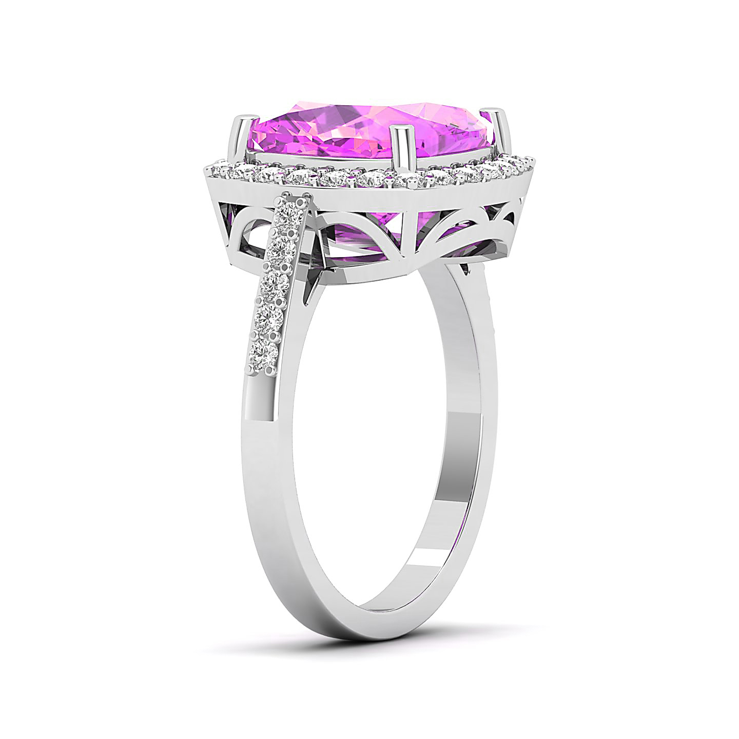 Blushing Grace Pink Sapphire Halo ring