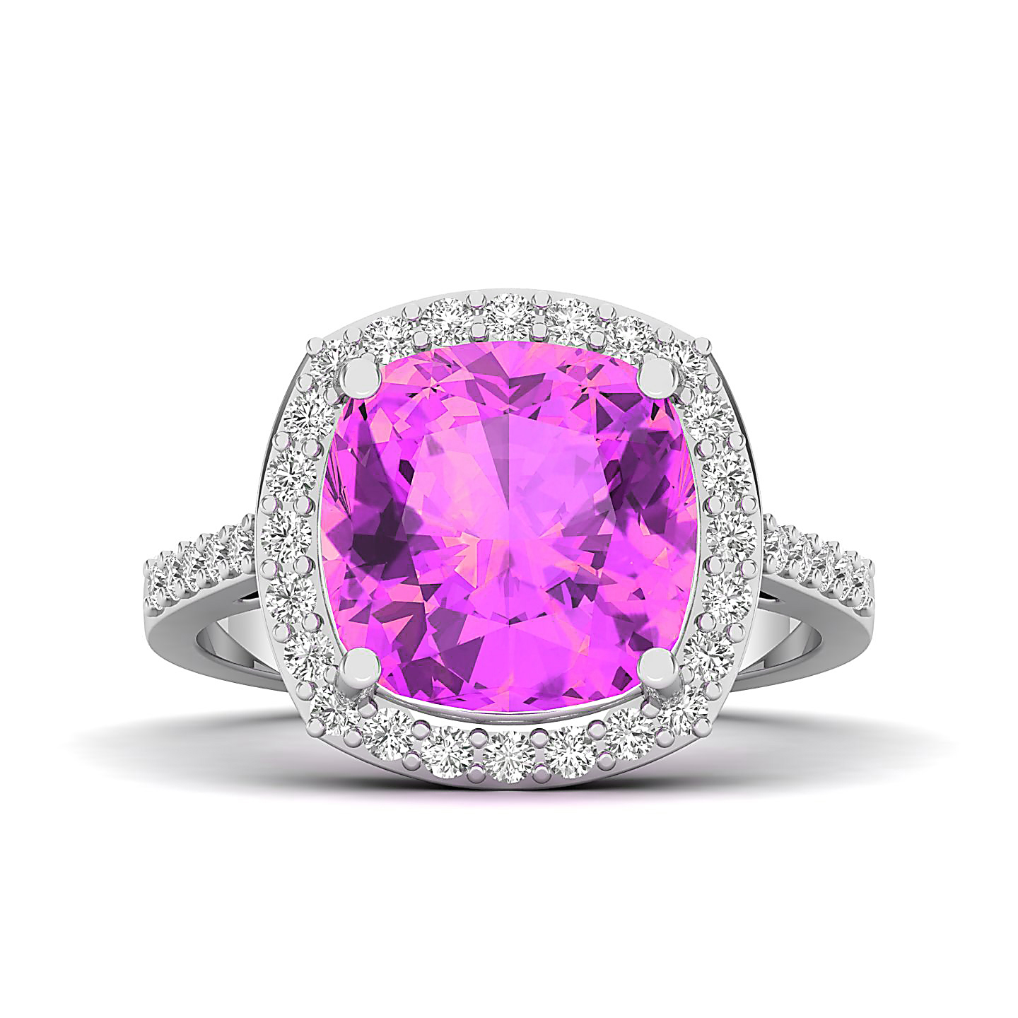 Blushing Grace Pink Sapphire Halo ring