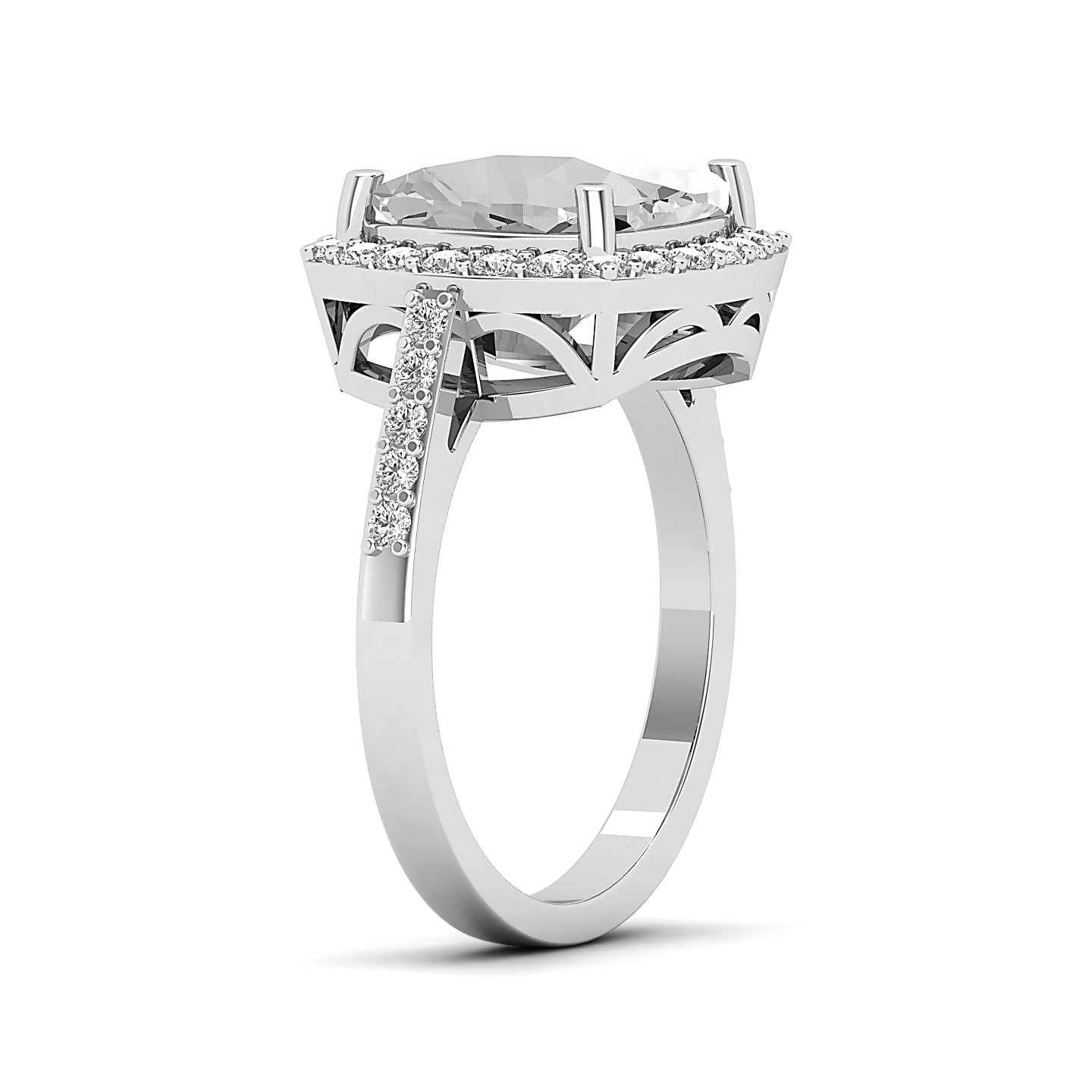 Blushing Grace White Sapphire Halo ring
