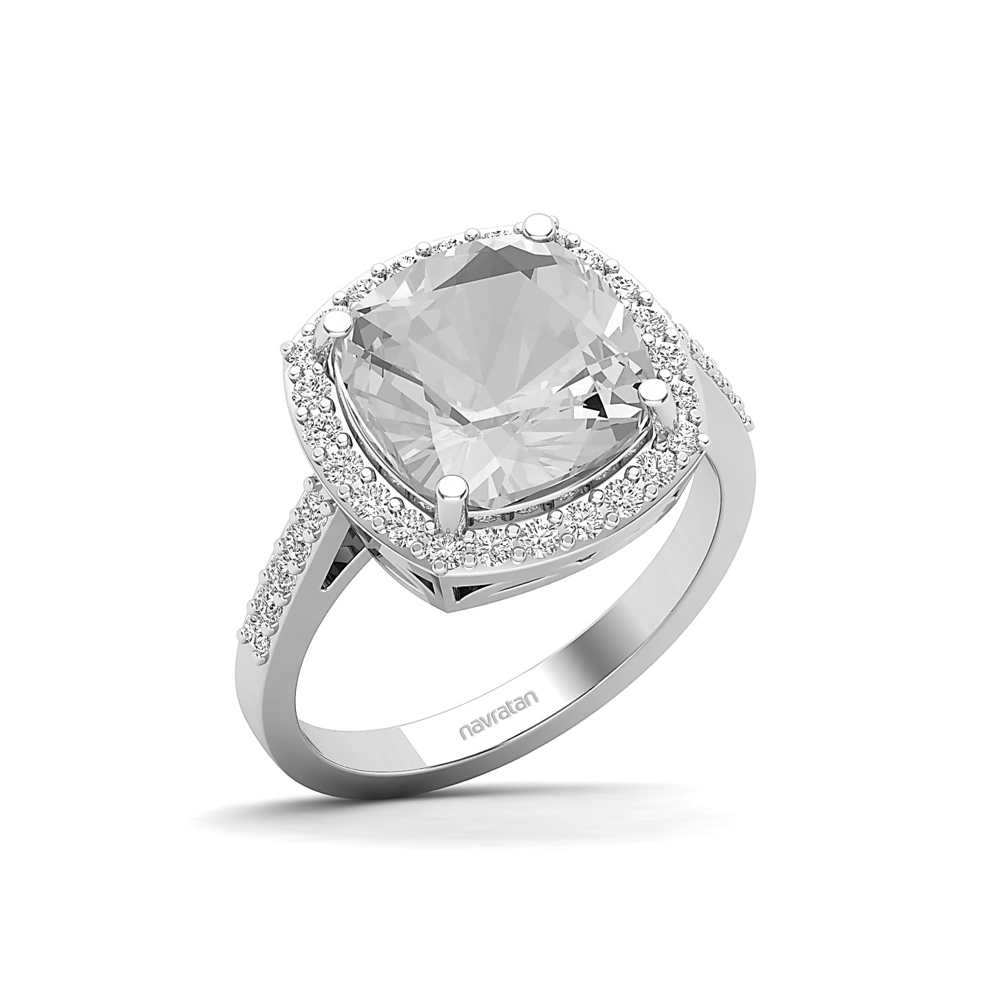 Blushing Grace White Sapphire Halo ring
