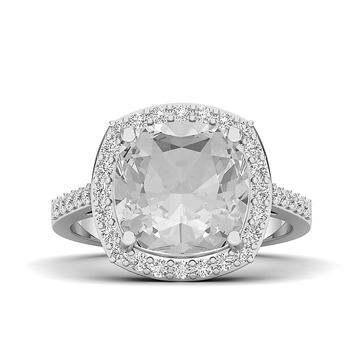 Blushing Grace White Sapphire Halo ring