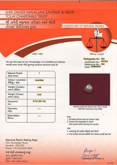 Basra Pearl - 3.58 Carat