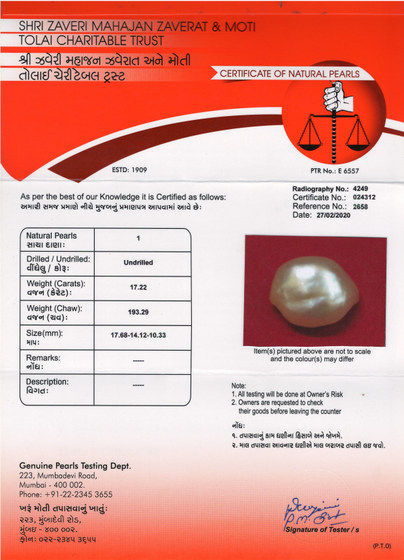 Basra Pearl - 17.22 Carat