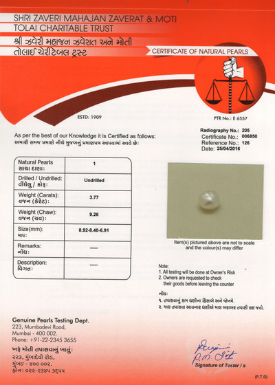 Basra Pearl - 3.77 Carat