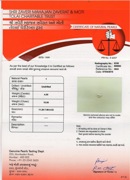 Basra Pearl - 4.09 Carat