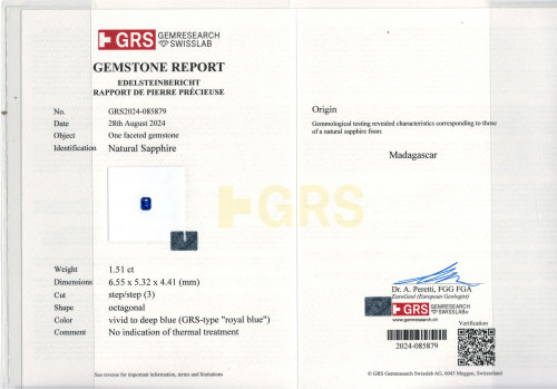 Royal Blue Sapphire - 1.51 Carat