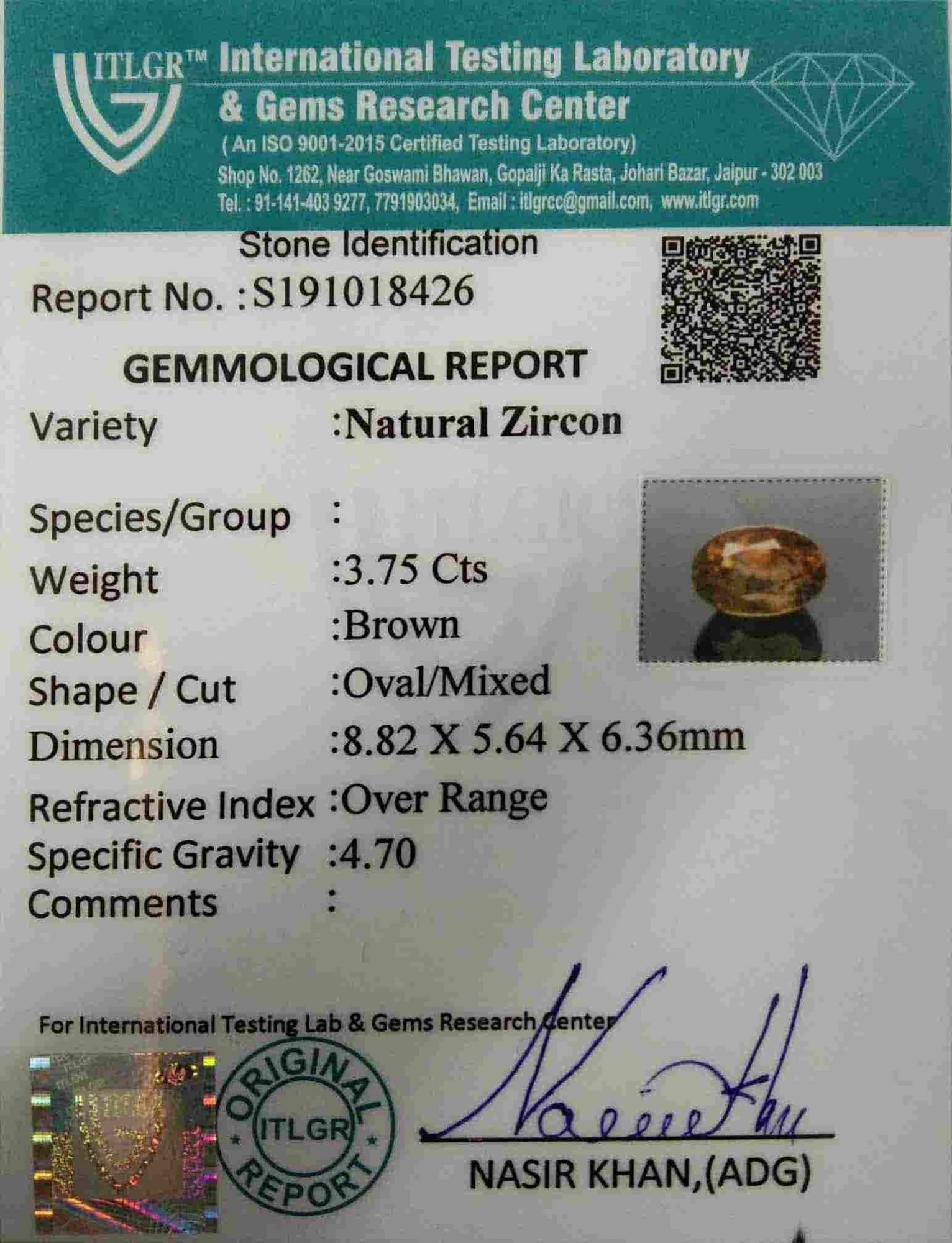 Brown Zircon - 3.75 Carat