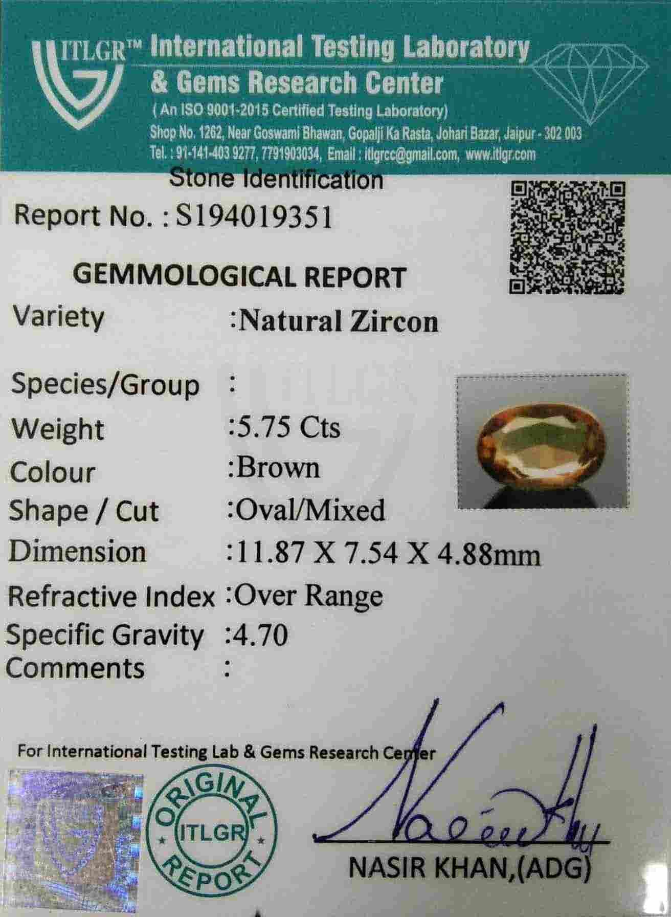 Brown Zircon - 5.75 Carat