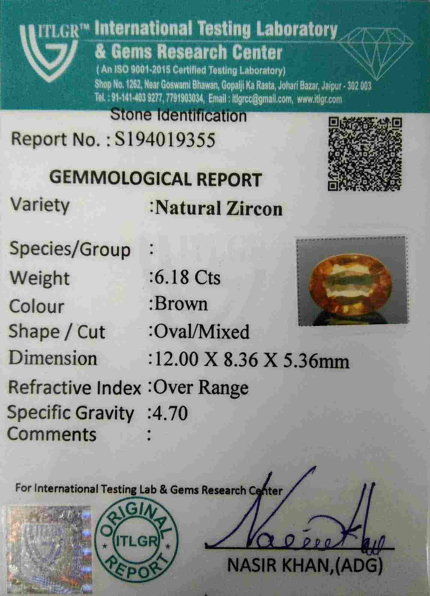 Brown Zircon - 6.18 Carat