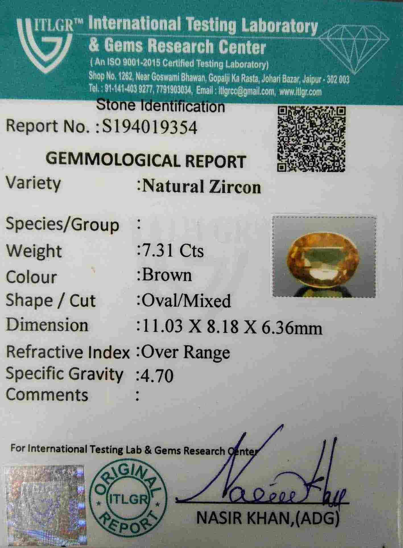 Brown Zircon - 7.31 Carat