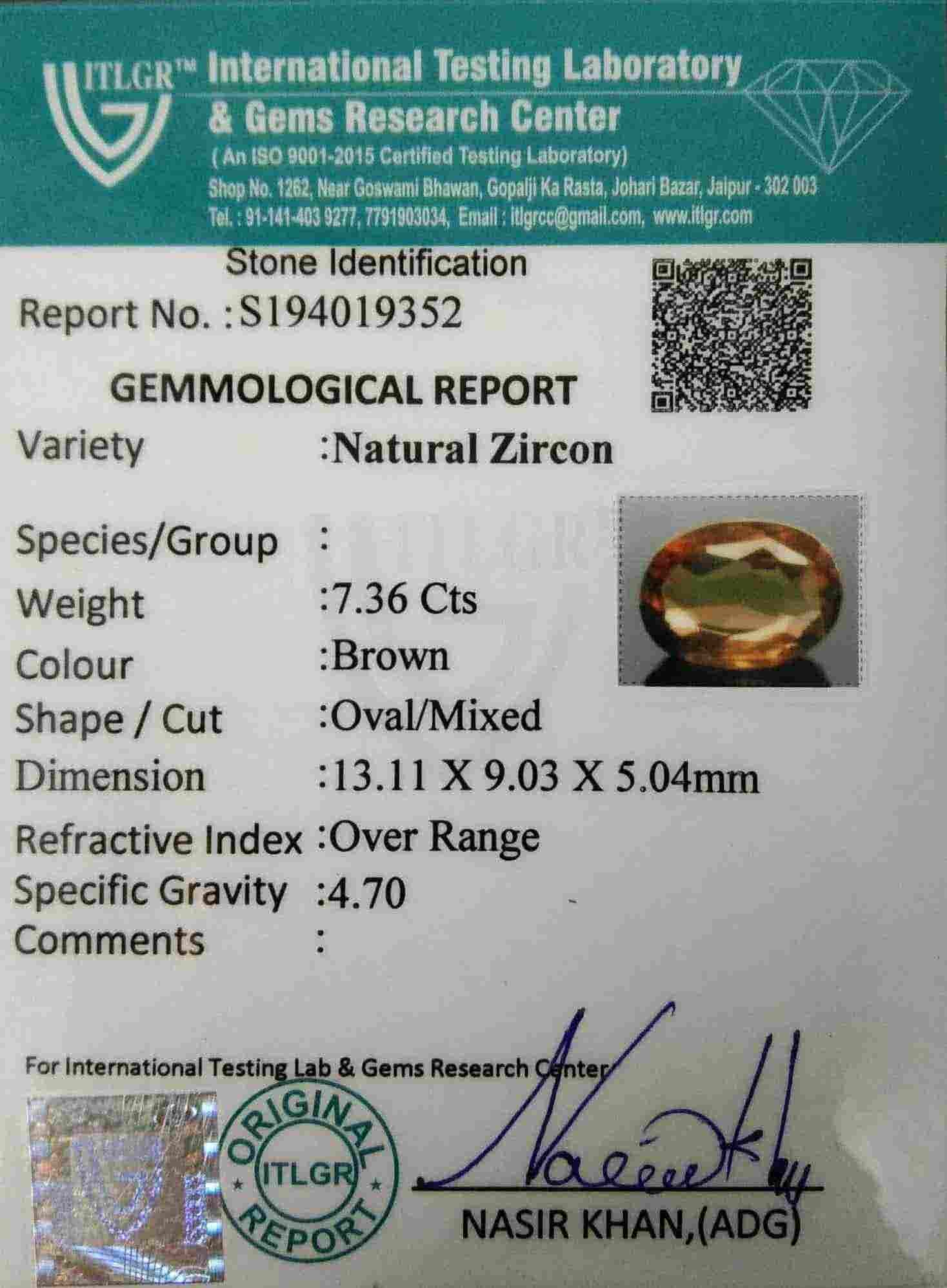 Brown Zircon - 7.36 Carat