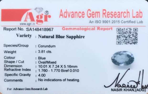 Blue Sapphire - 3.81 Carat