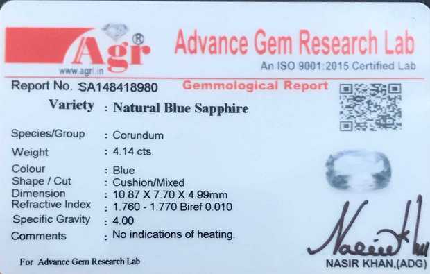 Blue Sapphire - 4.14 Carat