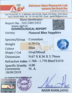 Blue Sapphire - 4.79 Carat