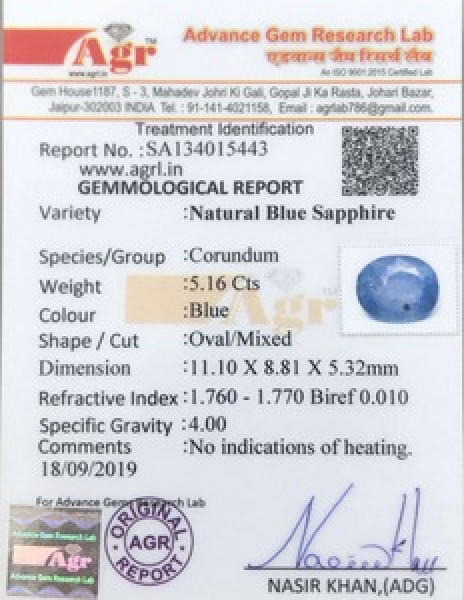 Blue Sapphire - 5.16 Carat