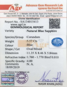 Blue Sapphire - 5.57 Carat
