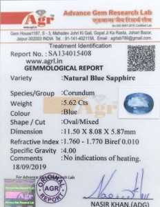 Blue Sapphire - 5.62 Carat
