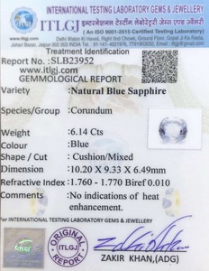 Blue Sapphire - 6.14 Carat