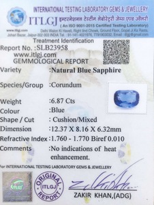 Blue Sapphire - 6.87 Carat