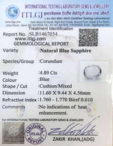 Blue Sapphire - 4.89 Carat