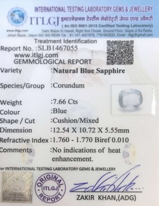 Blue Sapphire - 7.66 Carat