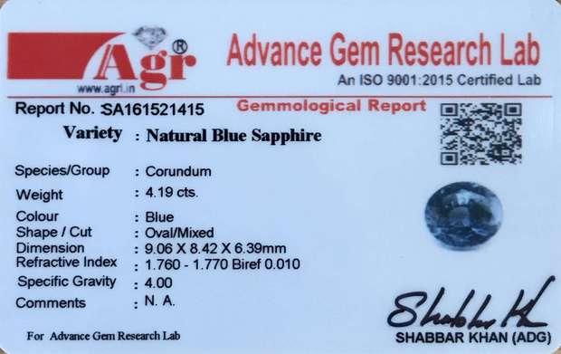 Blue Sapphire - 4.19 Carat