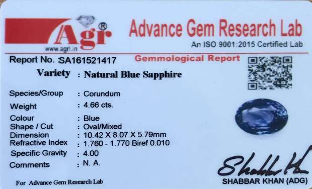 Blue Sapphire - 4.66 Carat